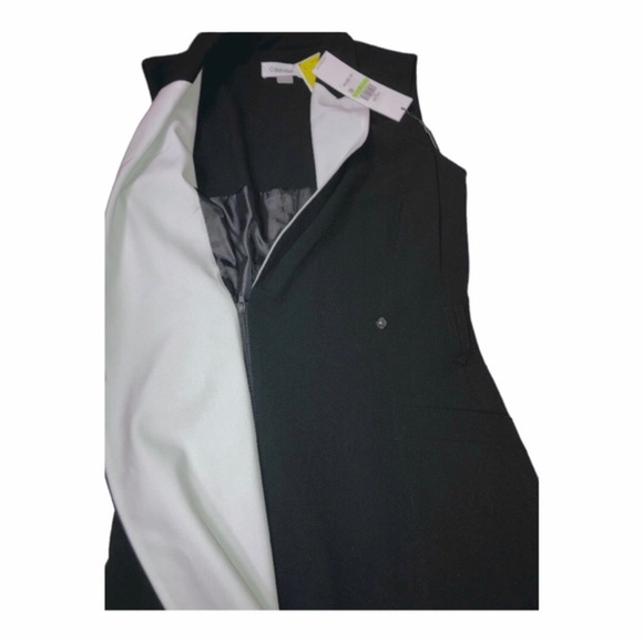 Calvin Klein black zip up white lapel tuxedo style sleeveless dress size‎ 4 new - Picture 12 of 16